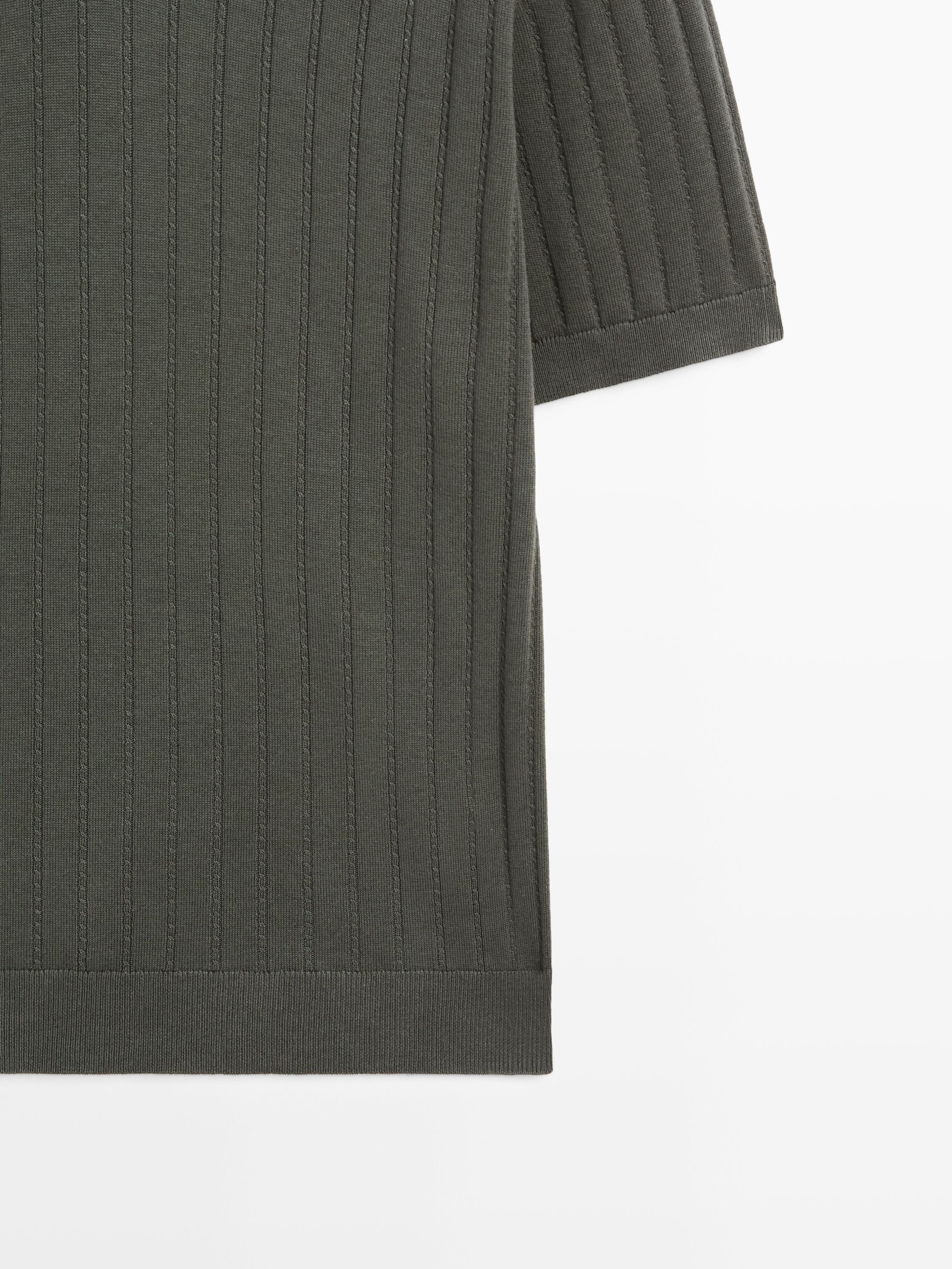 Cable-knit polo sweater